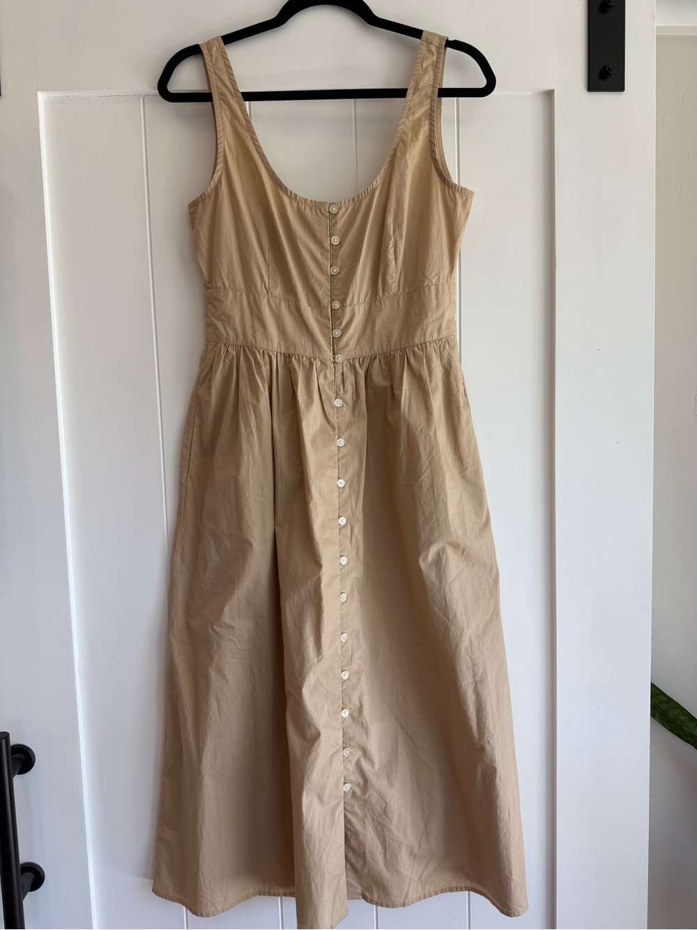 J. Crew Beige Button-Front Sleeveless Midi Dress